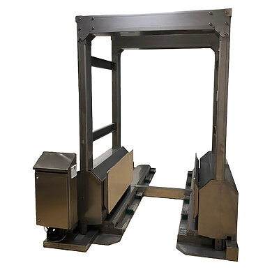 PW 550 Hybrid Palettenwechsler Reinraum wenig Platz Klemmverfahren Laengstransfer