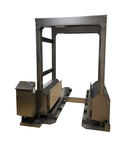 PW 550 Hybrid Palettenwechsler Reinraum wenig Platz Klemmverfahren Laengstransfer